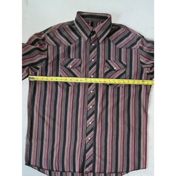 VTG Wrangler Cowboy Grunge Pearl Snap Shirt Striped Western Sz XL Cowboycore - Picture 4 of 9